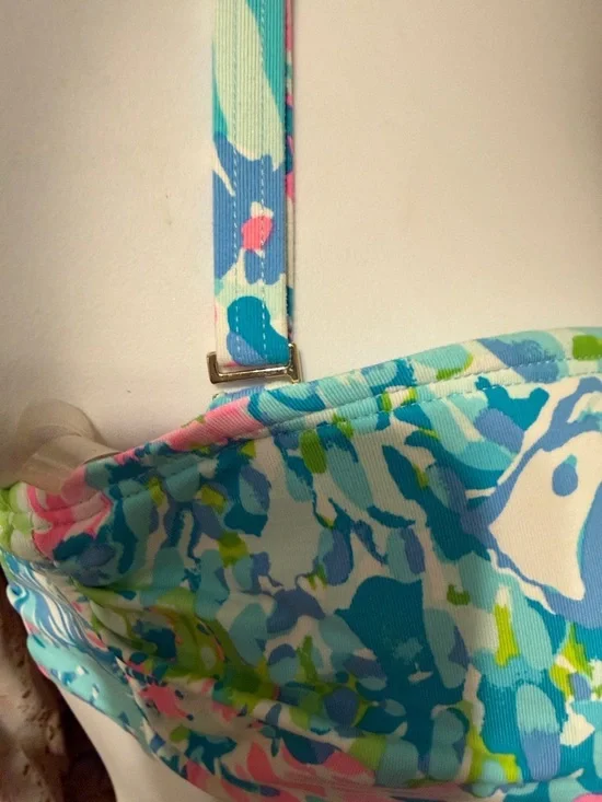 Lilly Pulitzer Pink & Blue Lattice Bikini Top 14 - Picture 7 of 12